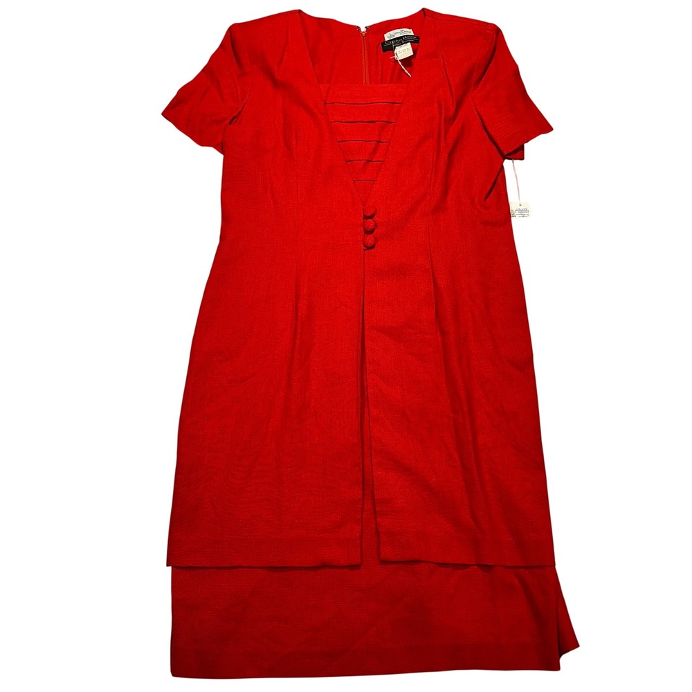 Cynthia Howie Maggy Boutique Dress Womens 14 Red Vintage‎ Career Classic Elegant